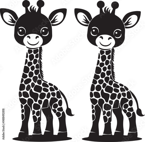 Giraffe high quality black vector silhouette