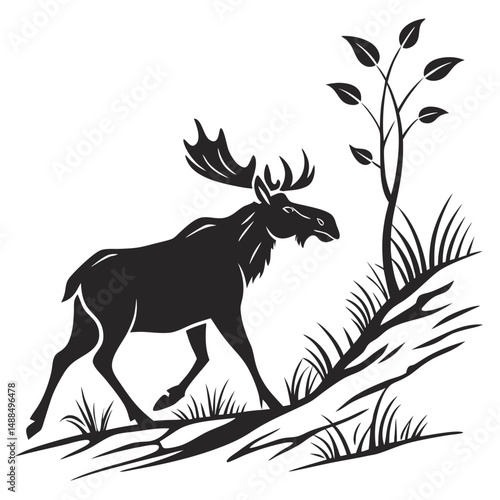 Wallpaper Mural Moose vector silhouette design transparent background Torontodigital.ca