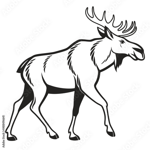 Moose vector silhouette design transparent background