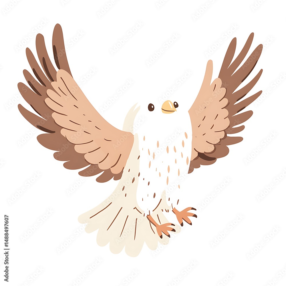 Obraz premium Cartoon eagle flying isolated on a white background with wings spread