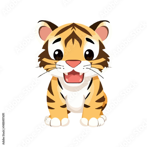Adorable Cartoon Tiger Icon Design
