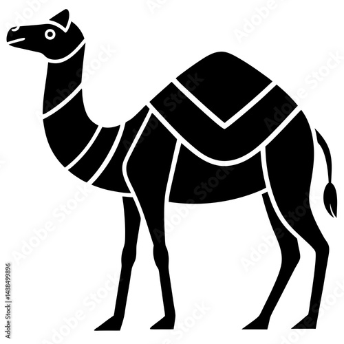 Stylized Black Silhouette of a Dromedary Camel