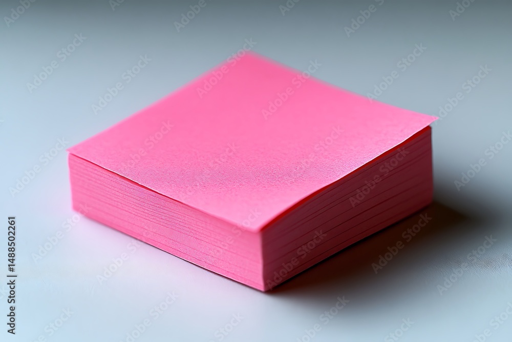 Pink sticky note pad stacked square shape close up office stationery background Pink sticky note pad stacked square shape close up office stationery background