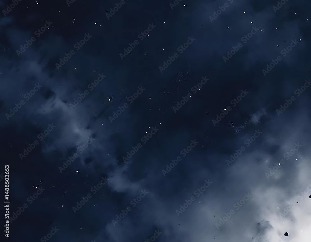 Obraz premium Deep Blue Night Sky with Starry Trail