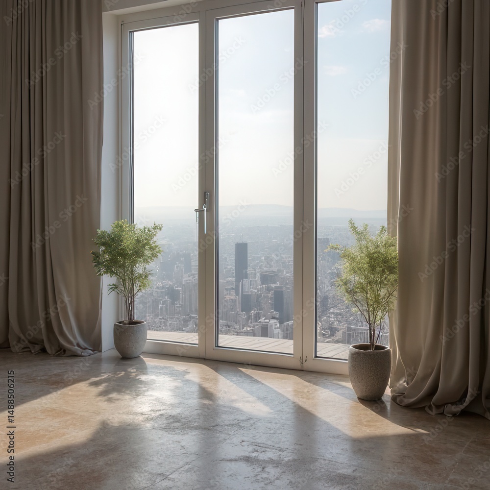 custom made wallpaper toronto digitalBright Apartment Interior with City View Window
