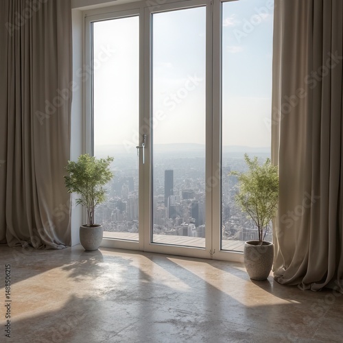 Wallpaper Mural Bright Apartment Interior with City View Window
 Torontodigital.ca