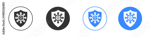 Virus protection shield icon editable flat vector illustration concept.