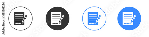 Signed contract icon editable flat vector illustration concept.