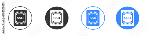 SSD drive icon editable flat vector illustration concept.