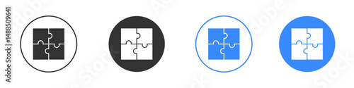 Puzzle pieces icon editable flat vector illustration concept.