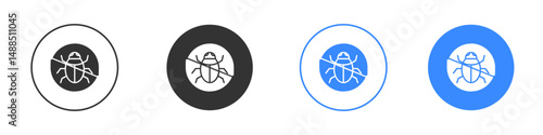 No Bug icon editable flat vector illustration concept.