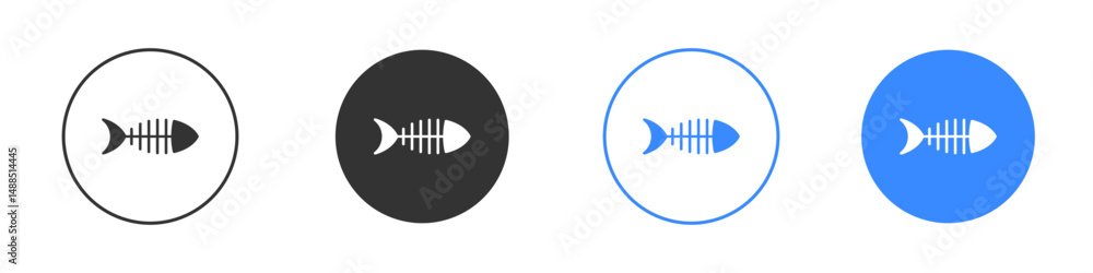 Obraz premium Fish bones icon editable flat vector illustration concept.
