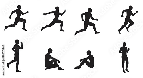 Wallpaper Mural Silhouette collection of various poses of a man in different activities and positions. Torontodigital.ca