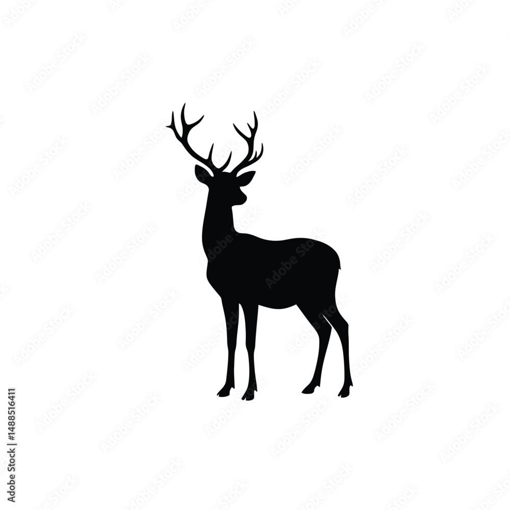 Obraz premium Reindeer silhouette on white background. vector sign illustration design.