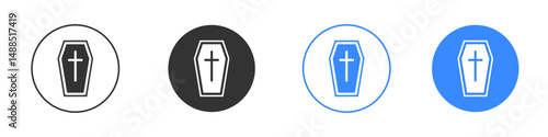 Coffin icon editable flat vector illustration concept.