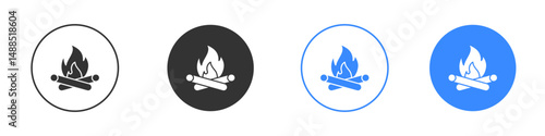 Campfire icon editable flat vector illustration concept.