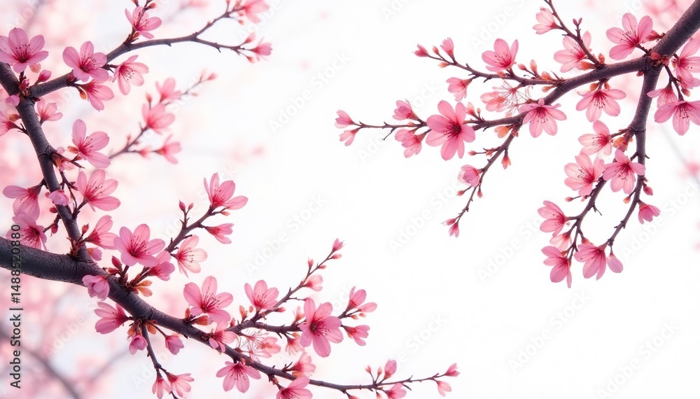 Intricate repeating sakura branch pattern, white background , elegant, repeating, fabric Intricate repeating sakura branch pattern, white background , elegant, repeating, fabric