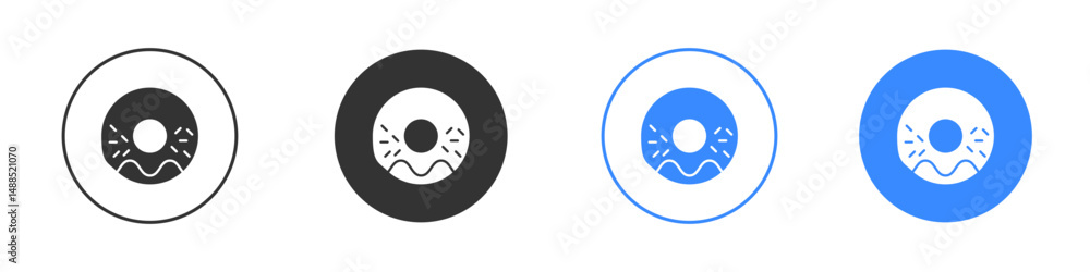 Fototapeta premium Donut icon editable flat vector illustration concept.