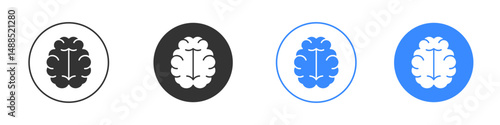 Brain icon editable flat vector illustration concept.