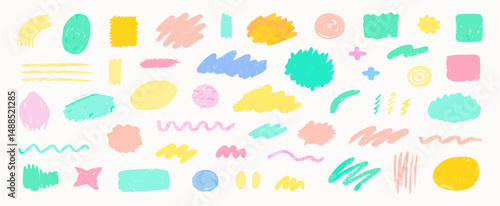 Pastel Hand-Drawn Shapes & Lines: Abstract Design Elements