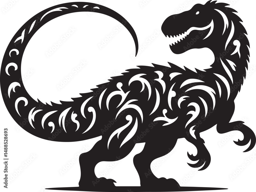 Fototapeta premium Dinosaur high quality black and white vector