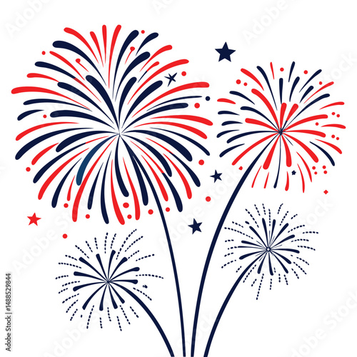Patriotic Fireworks Display Red White Blue Celebration