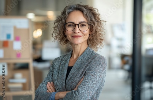 Confident woman in a modern office setting