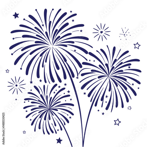 Elegant Navy Blue Fireworks Illustration Design