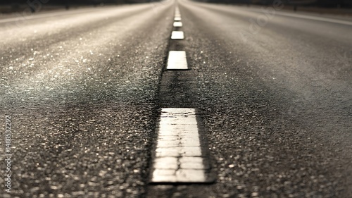 Wallpaper Mural Endless road stretches into the distance with shimmering asphalt and white markers Torontodigital.ca