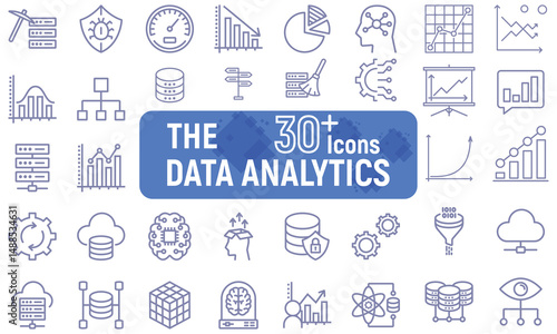 Business forecasting icon collection set. Technology set of web icons in line style. IT network system, 5g, communication, computer, chip, web design, software