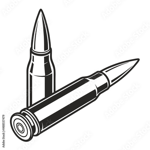 Rifle bullet icon vector black on white background. Adobe Illustrator Artwork