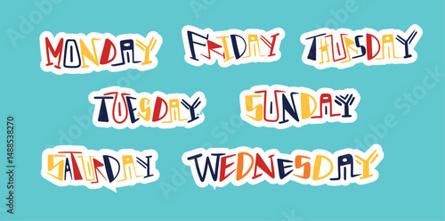 typograph of days in a week colorful fun set weekday weekend happy nice day4