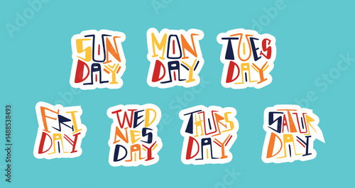 typograph of days in a week colorful fun set weekday weekend happy nice day3