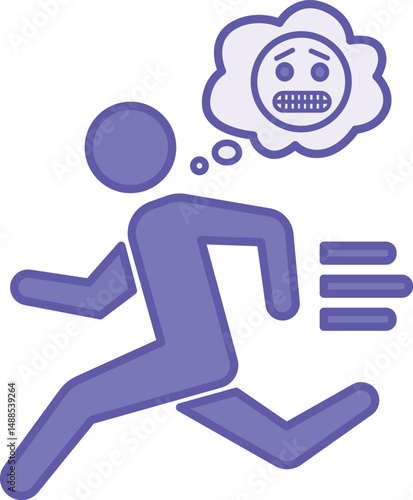 Colored Run Away Icon. Vector Illustration. Scared Man Running Away Fast. Running Concept