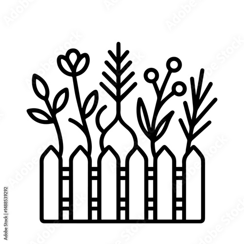 Flower fence icon on white background vector
Vector icon plants and flowers