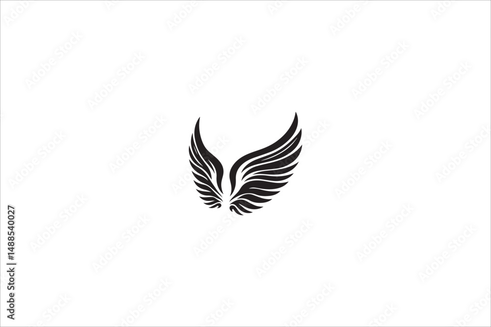 Fototapeta premium angel wings silhouette with a simple, understated design set against a white background