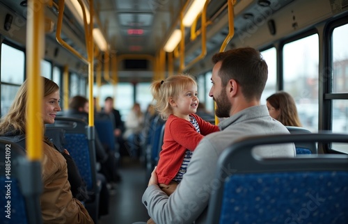 Father and Daughter Share a Tender Moment on a City Bus Ride