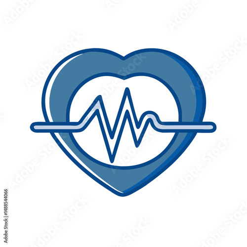 Heart logo with electrocardiogram line in blue color design  