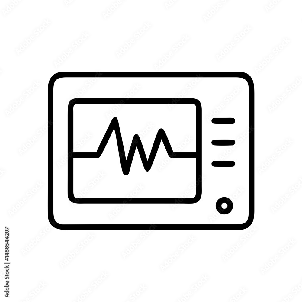 ECG monitor icon with heartbeat lines on digital display ECG monitor icon with heartbeat lines on digital display
