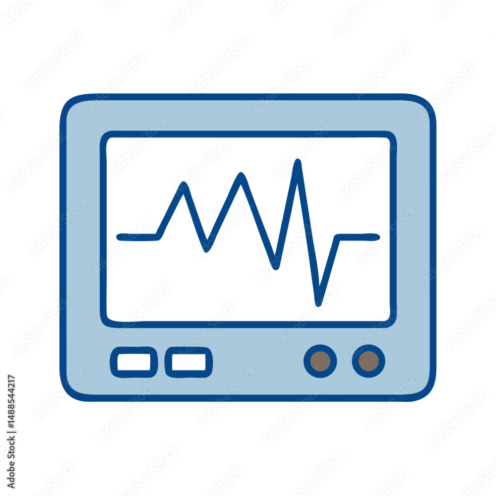 ECG monitor displaying heart rate waveform in simple illustration ECG monitor displaying heart rate waveform in simple illustration