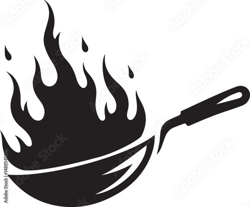 Hand Drawn pan with fire