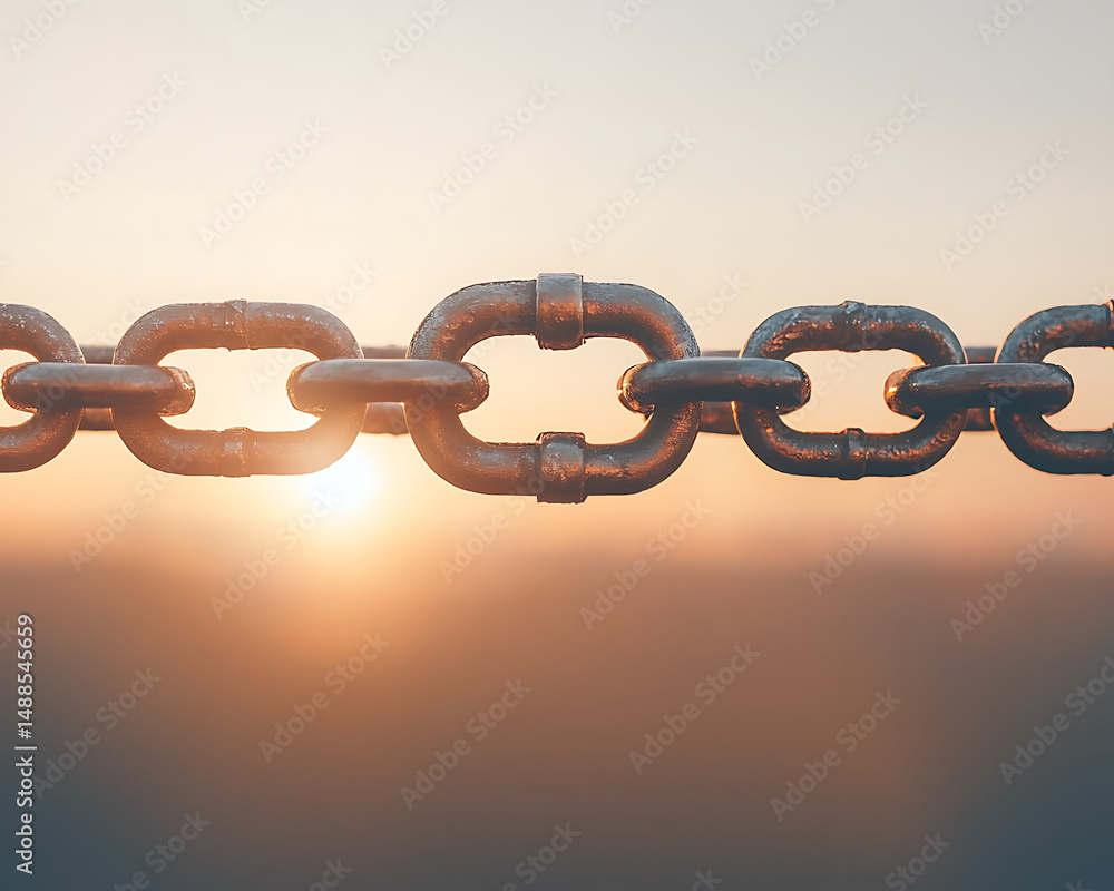 Obraz premium Metal Chain Sunset Background.