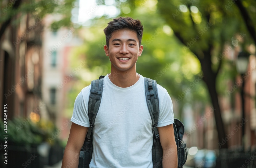 Naklejka premium Smiling young man outdoors