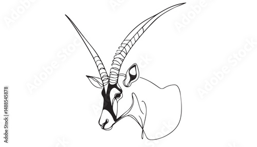 Continuous one single minimal line drawing Oryx
