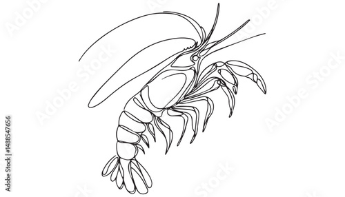 Continuous one single minimal line drawing Krill