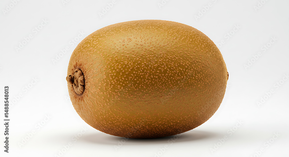 Fototapeta premium Single Whole Gold Kiwi Fruit Isolated on White Background Studio Shot