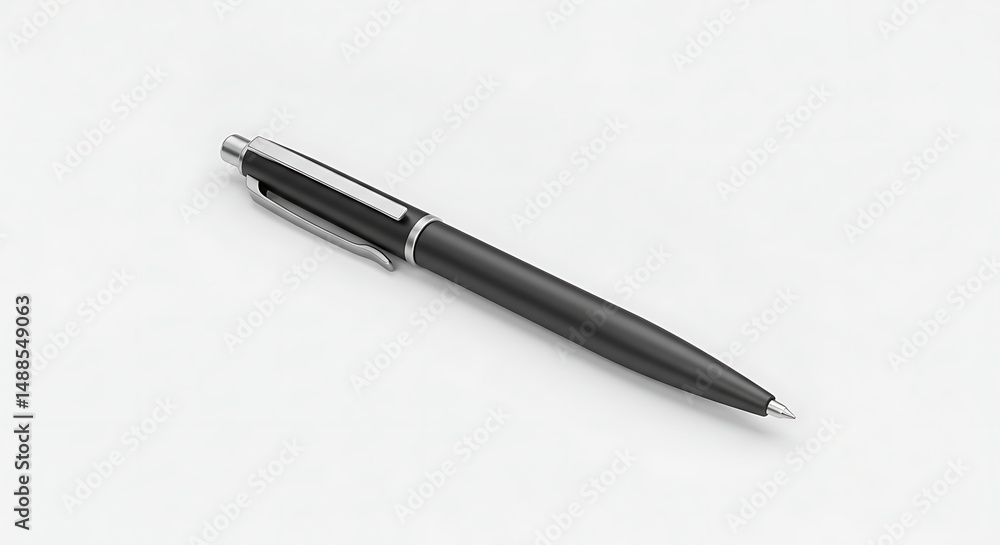 Sleek Black Ballpoint Pen Isolated on White for Business and Writing Concepts Sleek Black Ballpoint Pen Isolated on White for Business and Writing Concepts