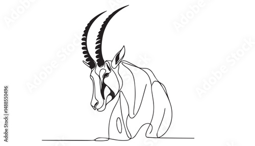 Continuous one single minimal line drawing Oryx