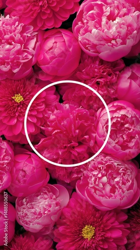 Colorful Peony Flowers in Vibrant Shades Creating a Beautiful Floral Arrangement