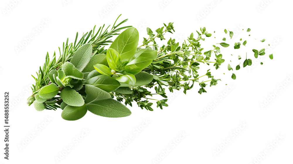 Fresh herbs mix isolated on white